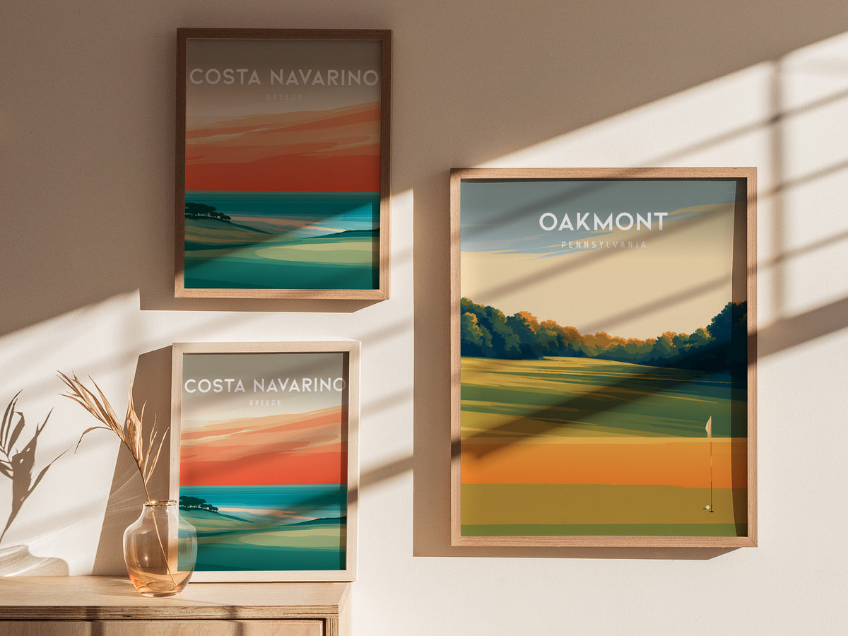 Oakmont, Pennsylvania Poster | Classic Links Golfer Gift Wall Art — styled in a modern interior