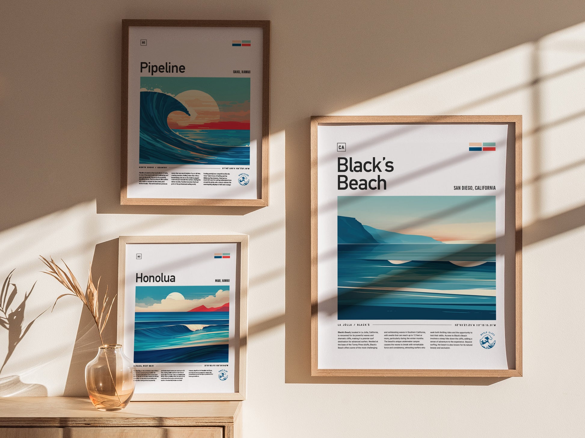 Black's Beach Surf Spot Poster | La Jolla California Surfer Wall Art | Framed or Unframed