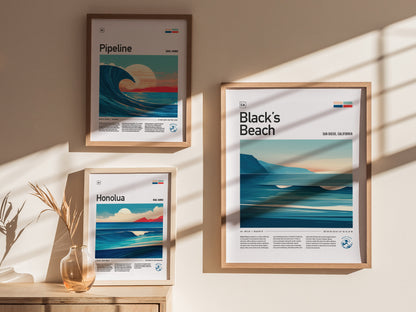 Black's Beach Surf Spot Poster | La Jolla California Surfer Wall Art | Framed or Unframed