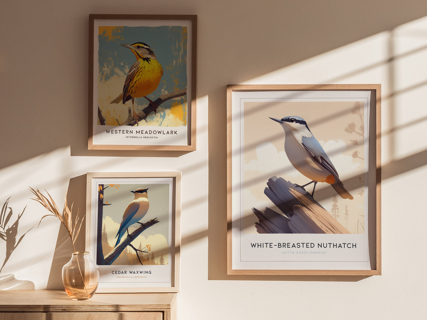 White-Breasted Nuthatch Poster | Minimalist Bird Art Birdwatcher Gift