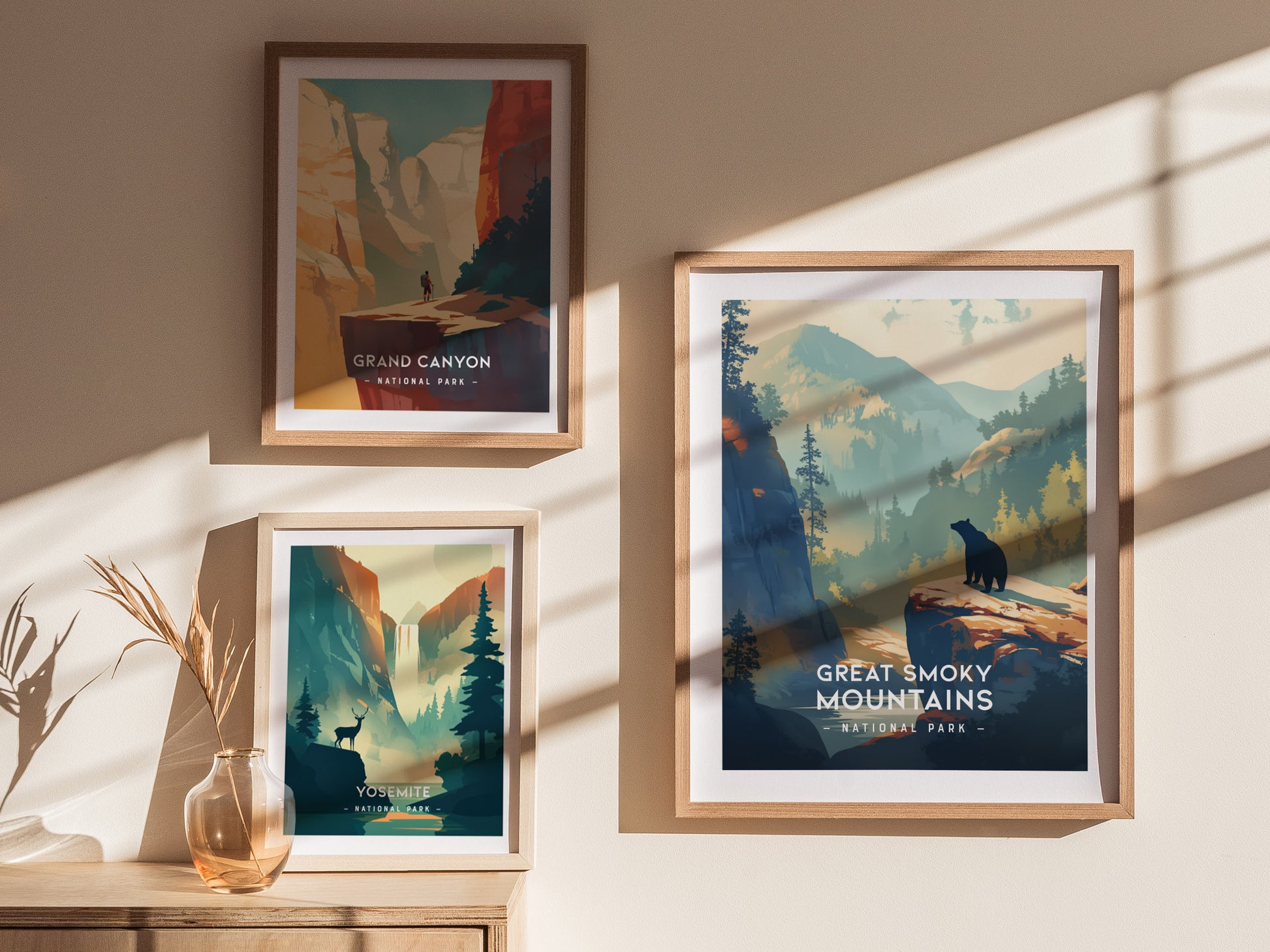 Great Smoky Mountains Minimalist Poster | Tennessee National Park Wall Art