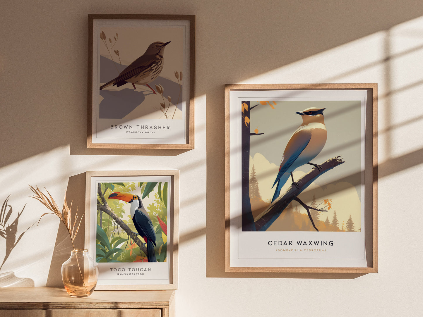 Cedar Waxwing Audubon Print | Bird Lover Modern Wall Art | Framed or Unframed