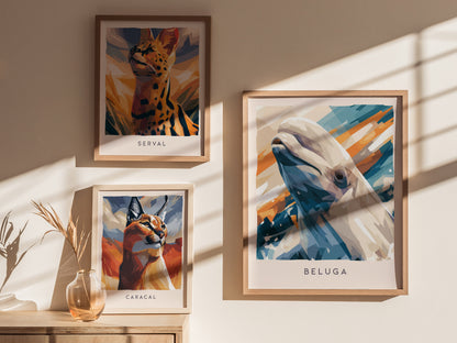 Beluga, Delphinapterus leucas Poster | Arctic Ocean Wildlife Wall Art — styled in a modern interior