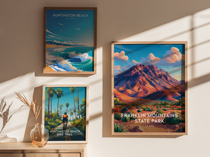 Franklin Mountains State Park, Texas Poster | Desert Peaks & Desert Sky Wall Art — styled in a modern interior