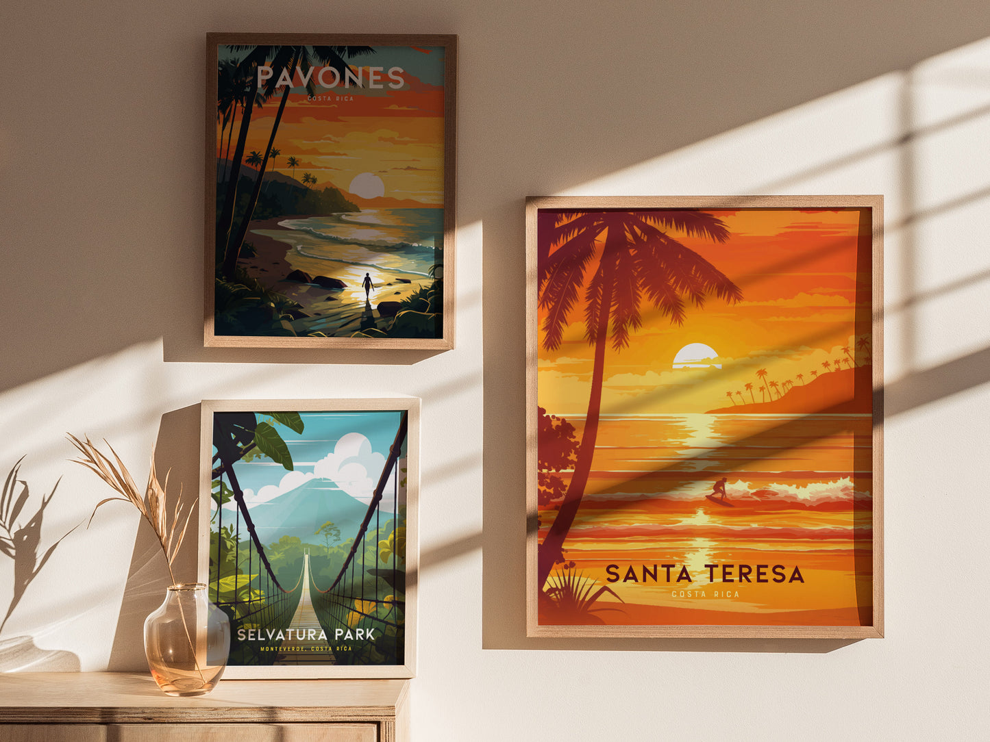 Santa Teresa Costa Rica Poster | Surf Art | Pura Vida Beach Sunset Print