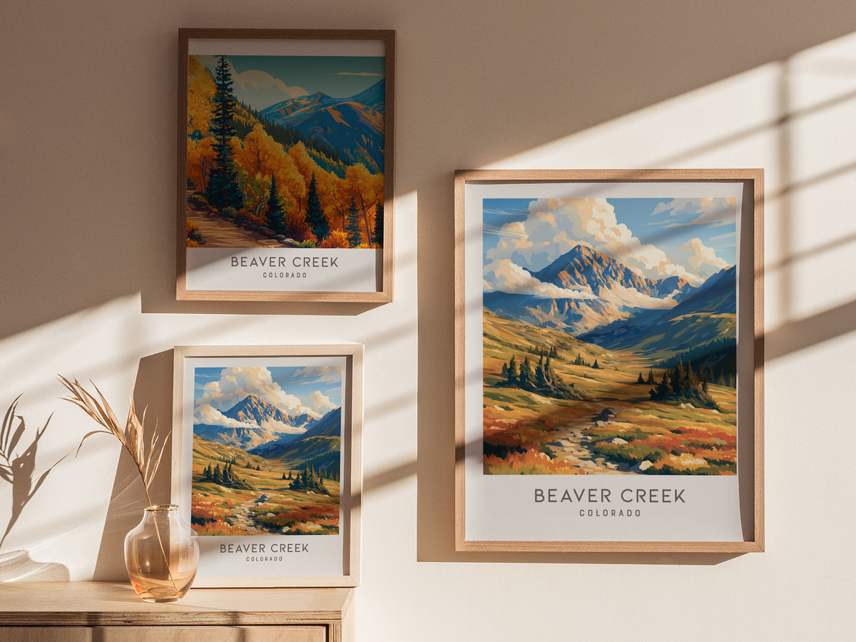 Beaver Creek Matte Border Poster | Colorado Framed or Unframed Travel Wall Art — styled in a modern interior