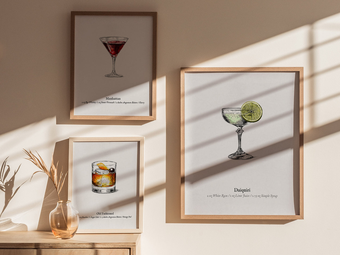 Daiquiri Poster | Vintage Cocktail Scientific Illustration Wall Art — styled in a modern interior