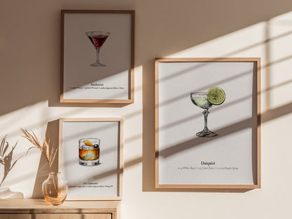 Daiquiri Poster | Vintage Cocktail Scientific Illustration Wall Art — styled in a modern interior