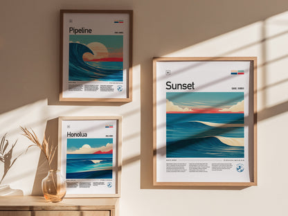 Sunset Beach Poster | North Shore Oahu Hawaii Surf Spot Triple Crown Art