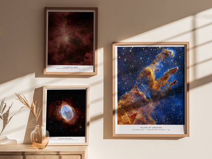 Pillars of Creation James Webb wall art used as modern astronomy themed home decor