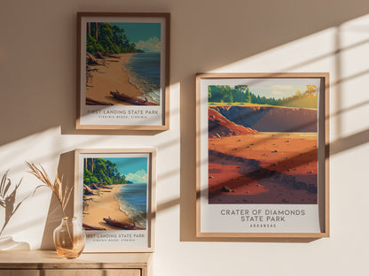 Crater of Diamonds State Park Matte Border Poster | Arkansas Destination Print Travel Wall Art — styled in a modern interior