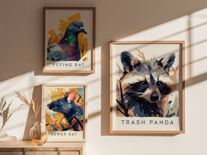 Trash Panda Poster | Urban Wildlife Raccoon Art | Funny Animal Wall Art