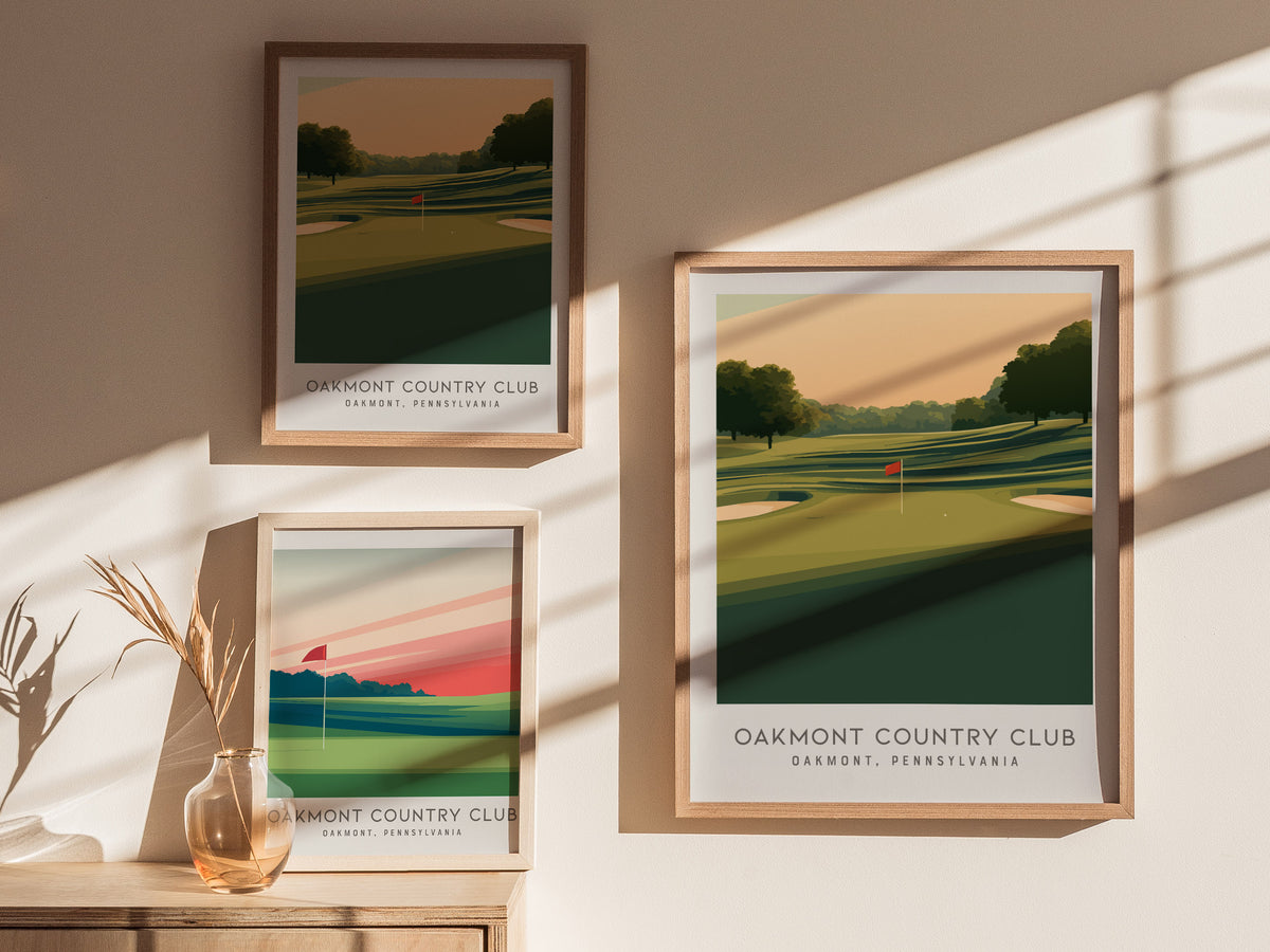 Oakmont Country Club Matte Border Poster | Oakmont, Pennsylvania Golf Course Print Wall Art — styled in a modern interior