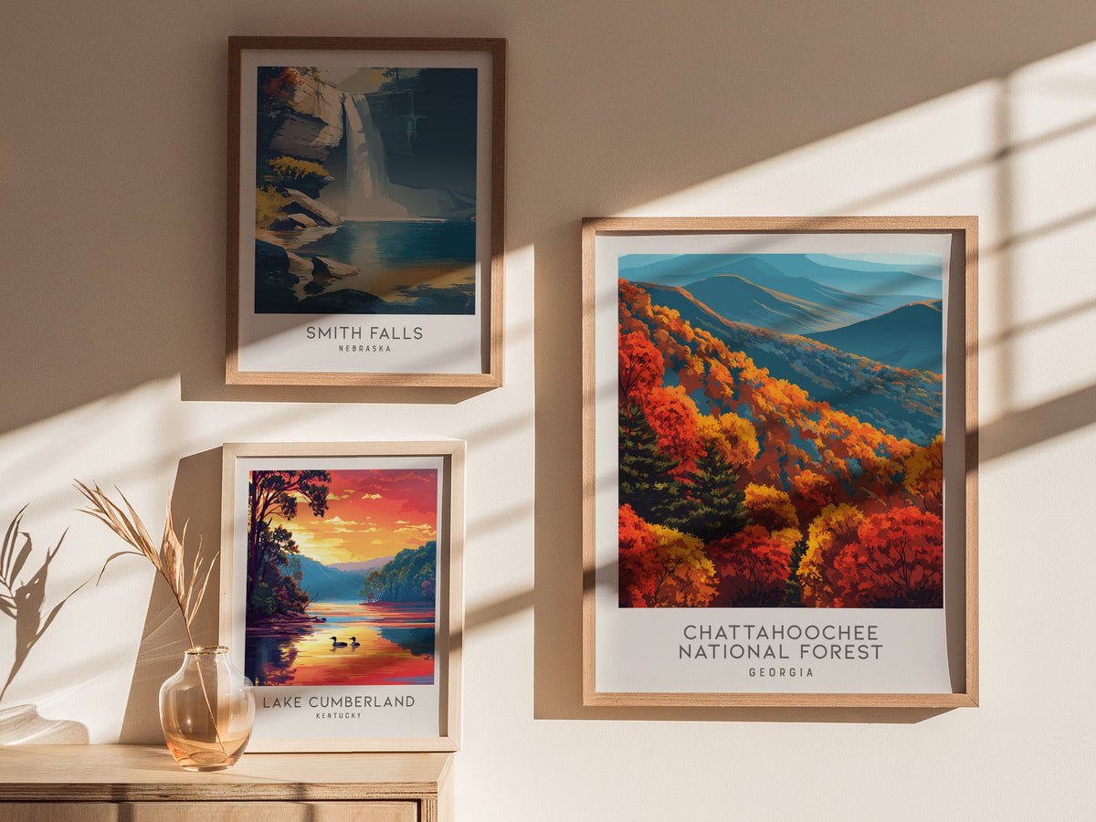 Chattahoochee National Forest Matte Border Poster | Georgia Travel Wall Art — styled in a modern interior