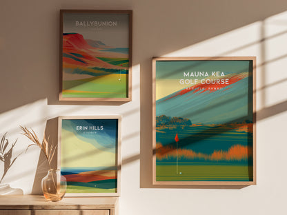 Mauna Kea Golf Course, Kamuela, Hawaii Poster | Tropical Links Golfer Gift Wall Art — styled in a modern interior