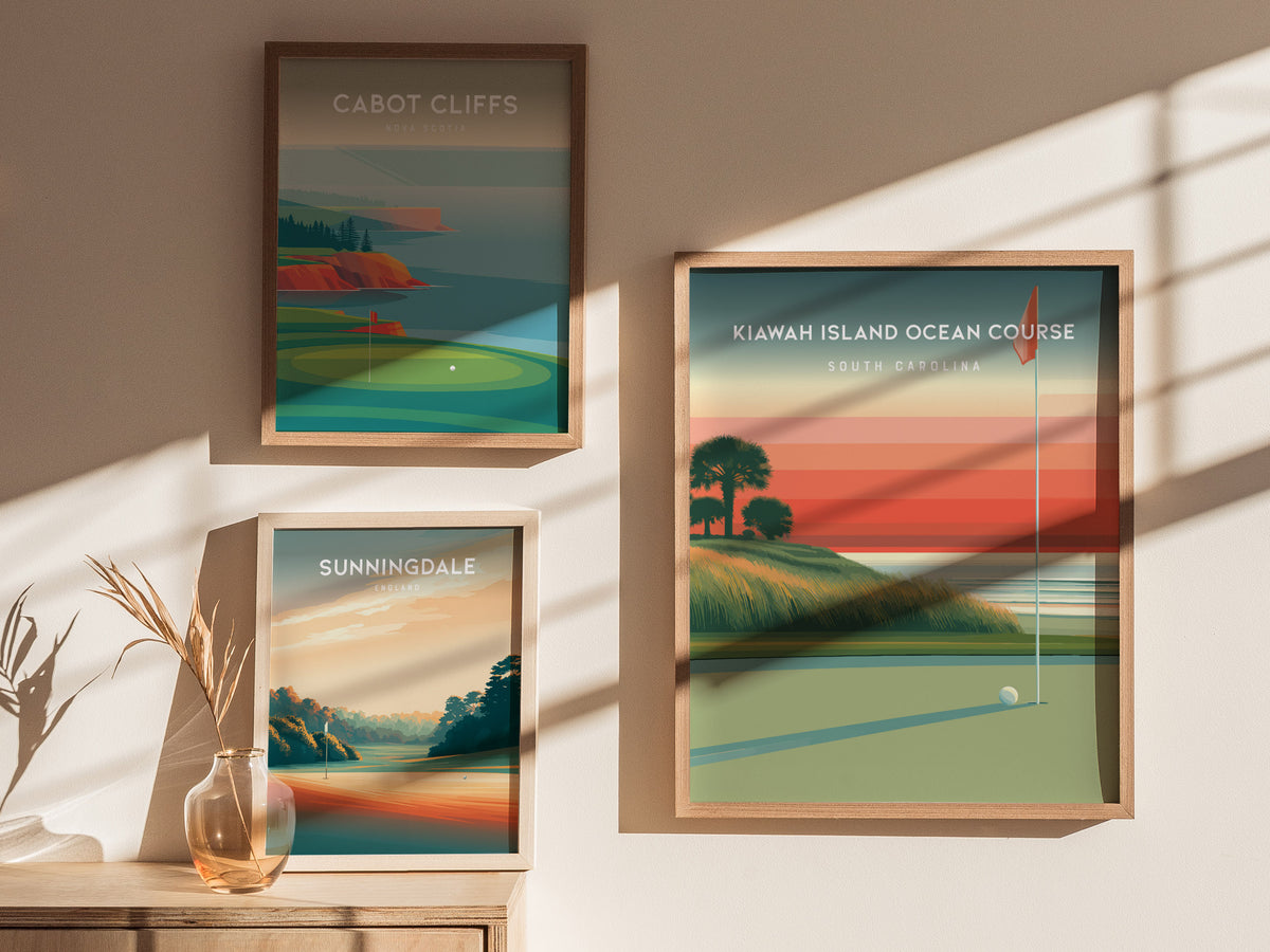 Kiawah Island Ocean Course, South Carolina Poster | Links Poster & Golfer Gift Wall Art — styled in a modern interior