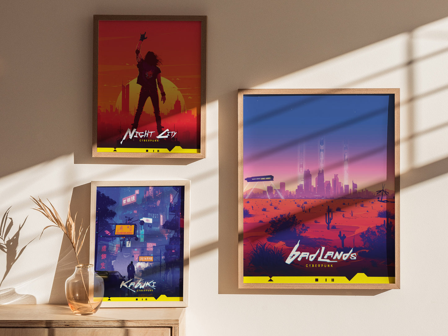 Badlands Cyberpunk Poster | Desert Landscape Gamer Wall Art | Framed or Unframed