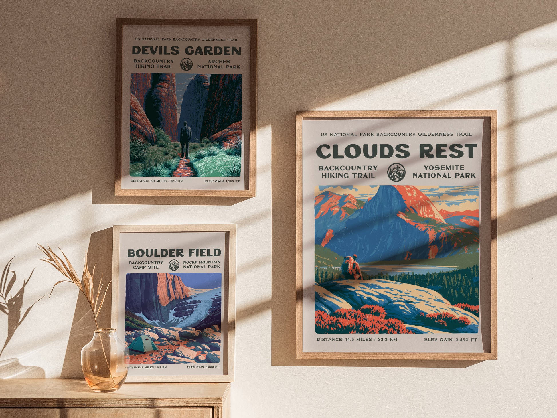 Clouds Rest, Yosemite Poster | Hiker Gift | Above the Granite Horizon Wall Art — styled in a modern interior