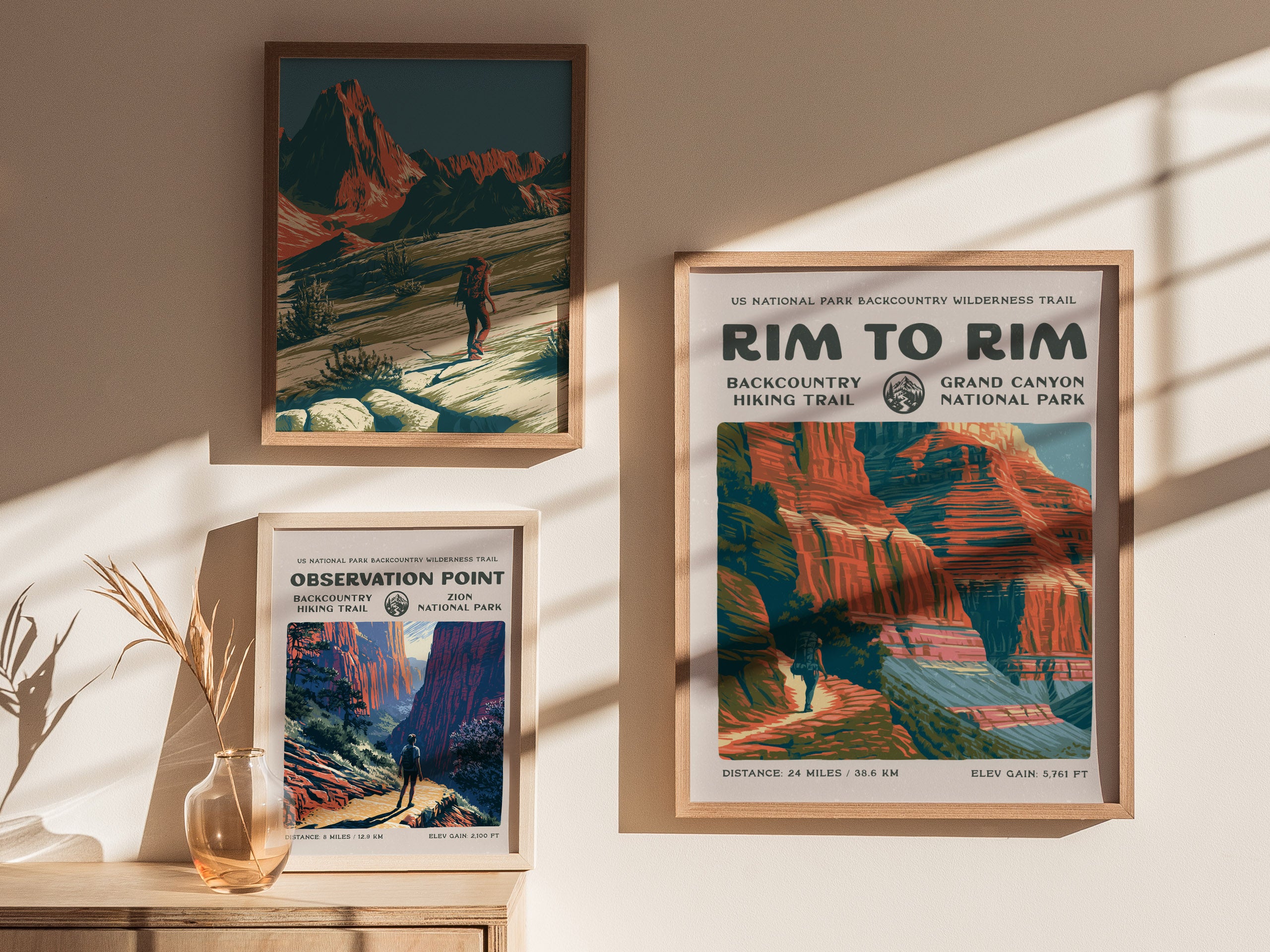 Rim to Rim, Grand Canyon Poster | Backpacker Gift | Desert