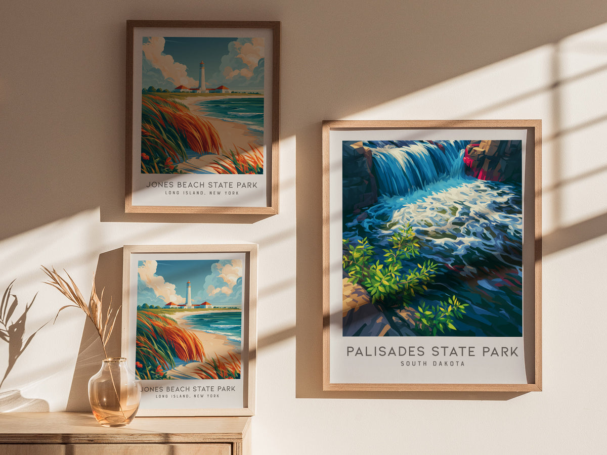 Palisades State Park Matte Border Poster | South Dakota Destination Print Travel Wall Art — styled in a modern interior