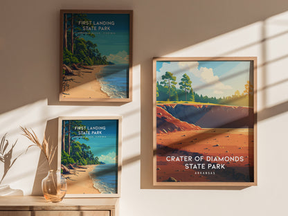 Crater of Diamonds State Park, Arkansas Poster | Gem Mining Adventure Vacation Wall Art — styled in a modern interior