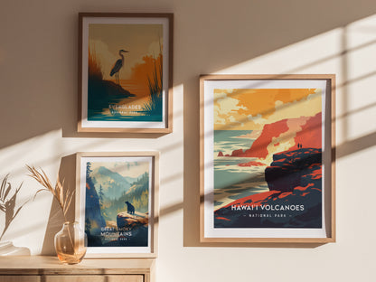 Hawaii Volcanoes Minimalist Poster | National Park Modern Wall Art