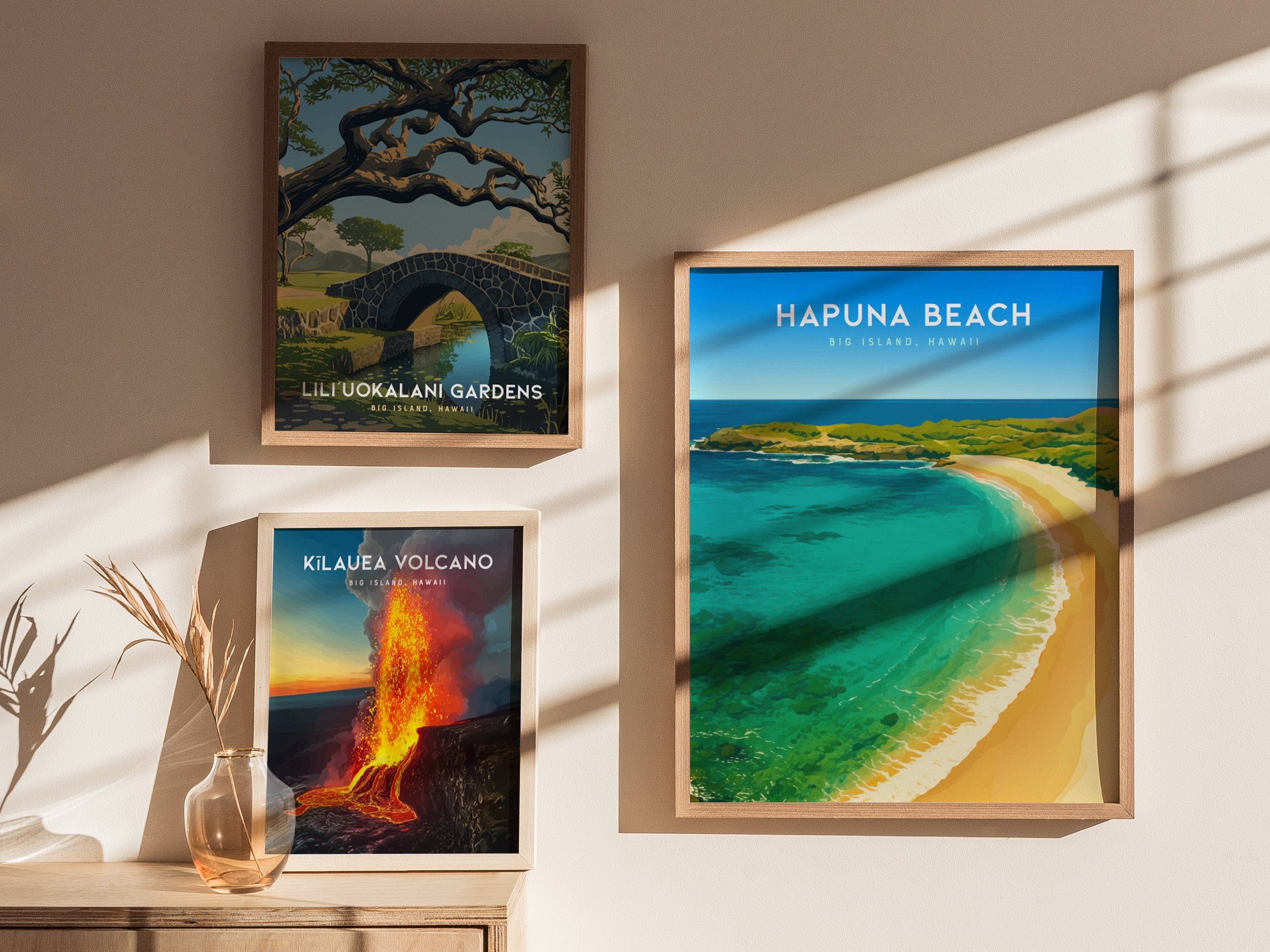 Hapuna Beach Poster | Big Island Hawaii Tropical Wall Art | Swell