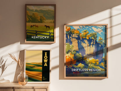 Driftless Region Iowa Poster | Fall Bluffton Landscape Wall Art