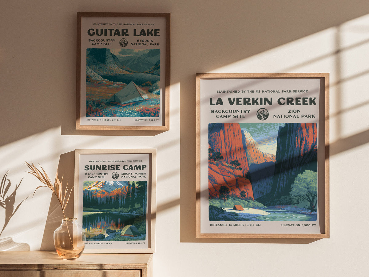 La Verkin Creek, Zion National Park Poster | Hiker Gift | Backcountry Trail Wall Art — styled in a modern interior