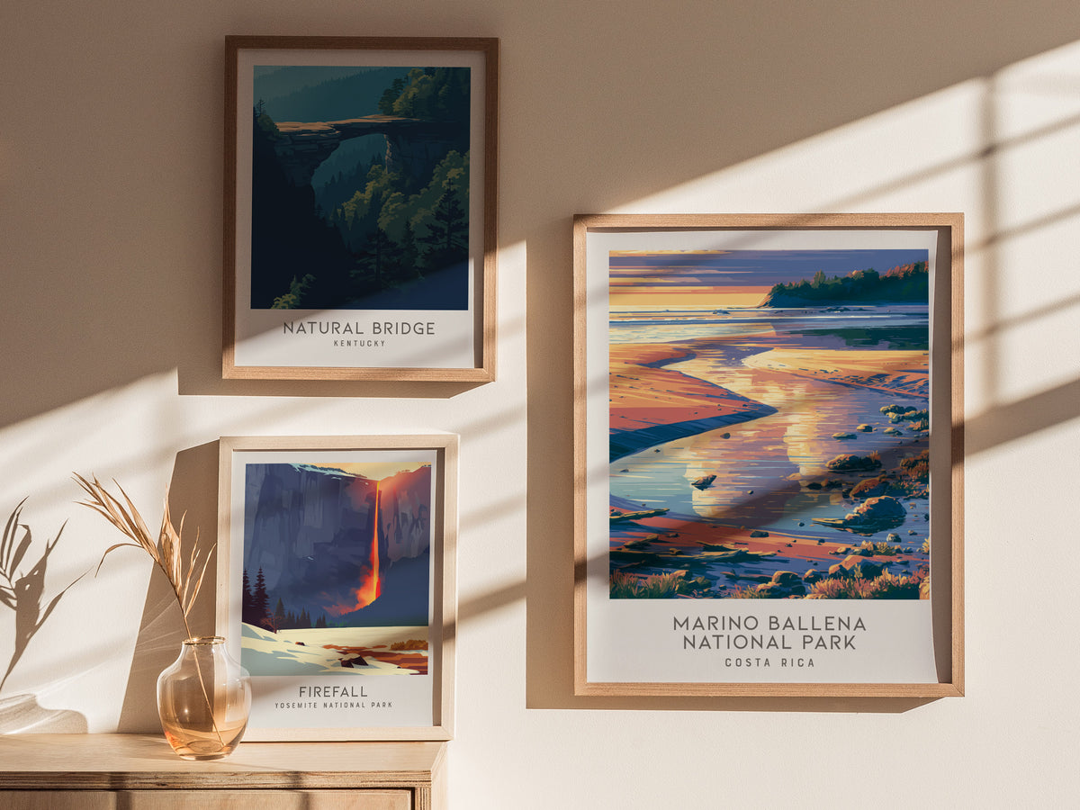 Marino Ballena National Park Matte Border Poster | Costa Rica Travel Wall Art — styled in a modern interior
