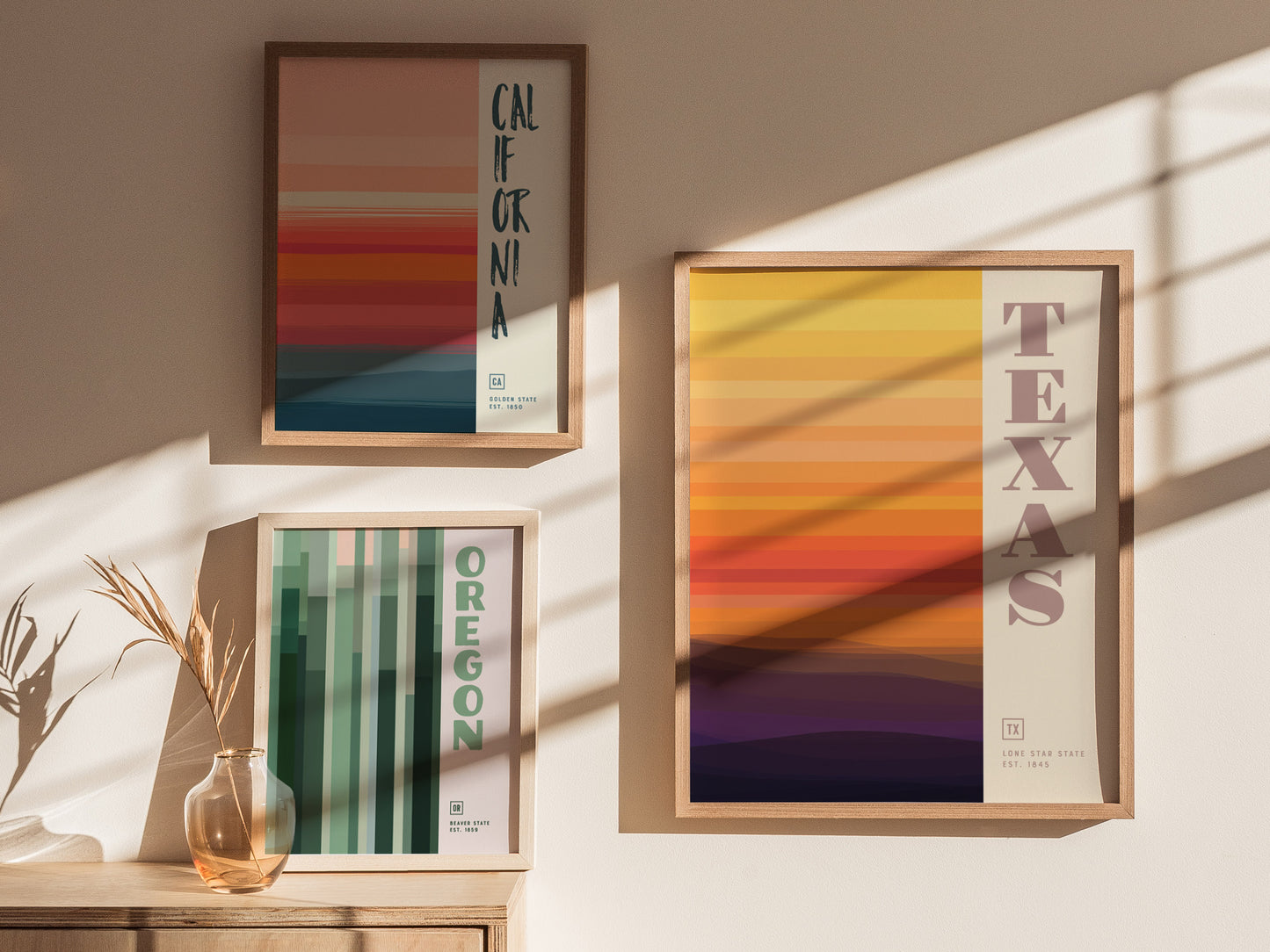 Texas Poster | Lone Star State Minimalist Abstract Art TX Wall Decor