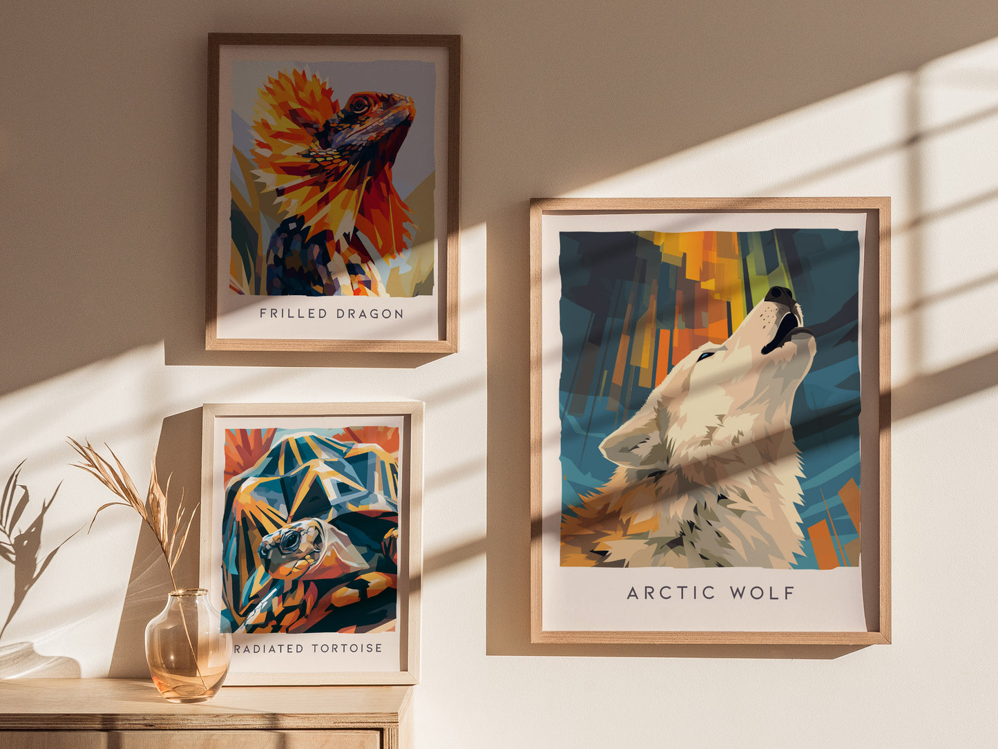 Arctic Wolf Poster | Majestic Winter Wilderness Wildlife Wall Art — styled in a modern interior