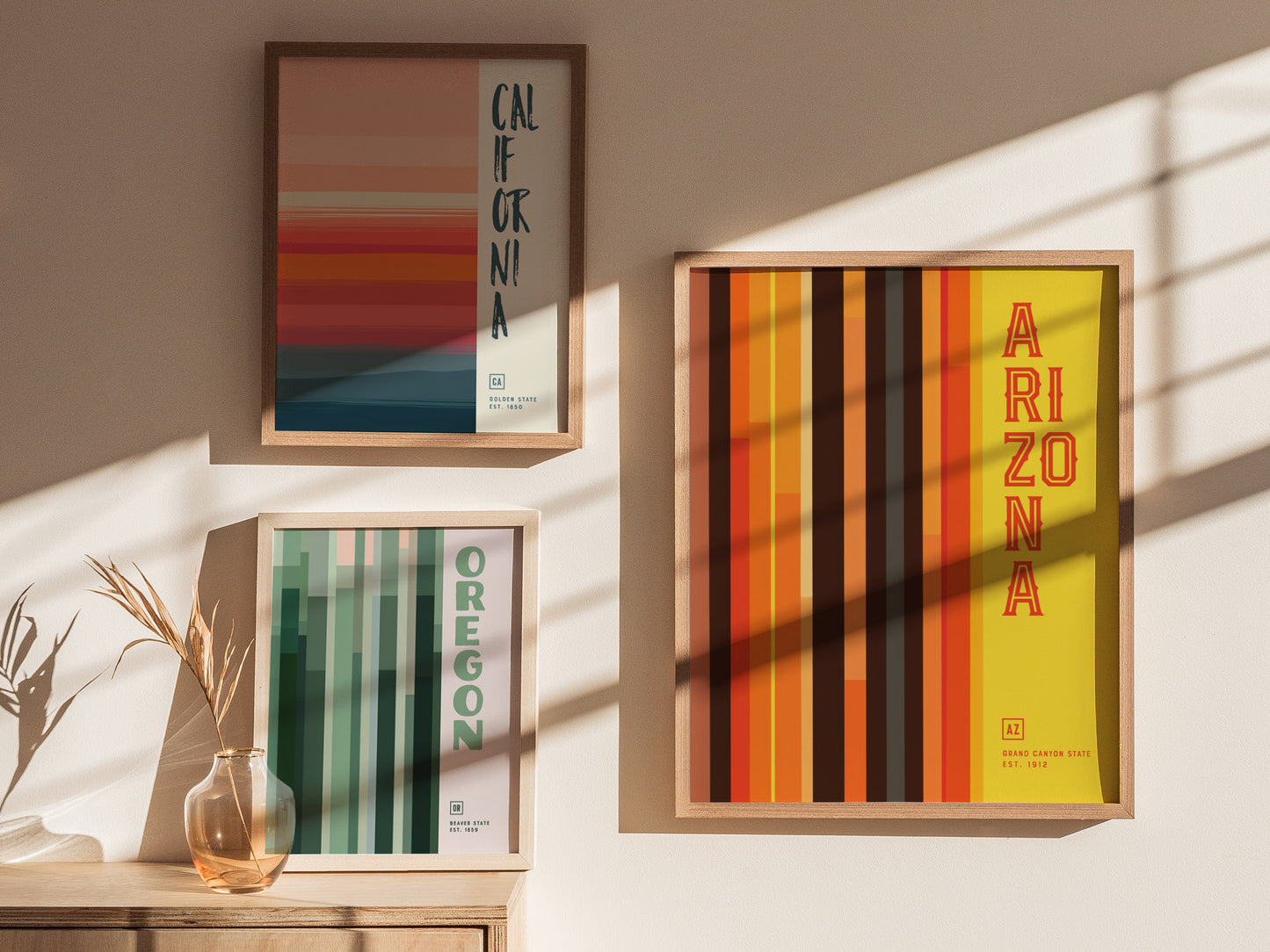 Arizona Minimalist Design Poster | Abstract Grand Canyon State Wall Art