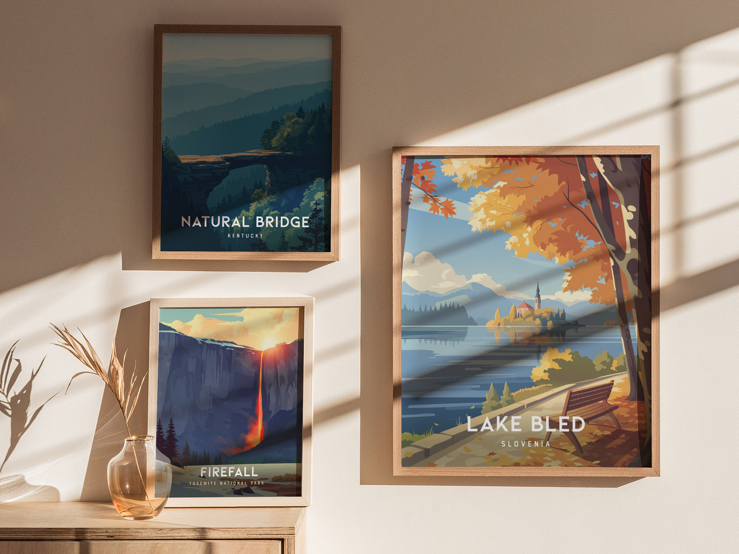 Lake Bled, Slovenia Poster | Alpine Island Church Destination Print Wall Art — styled in a modern interior