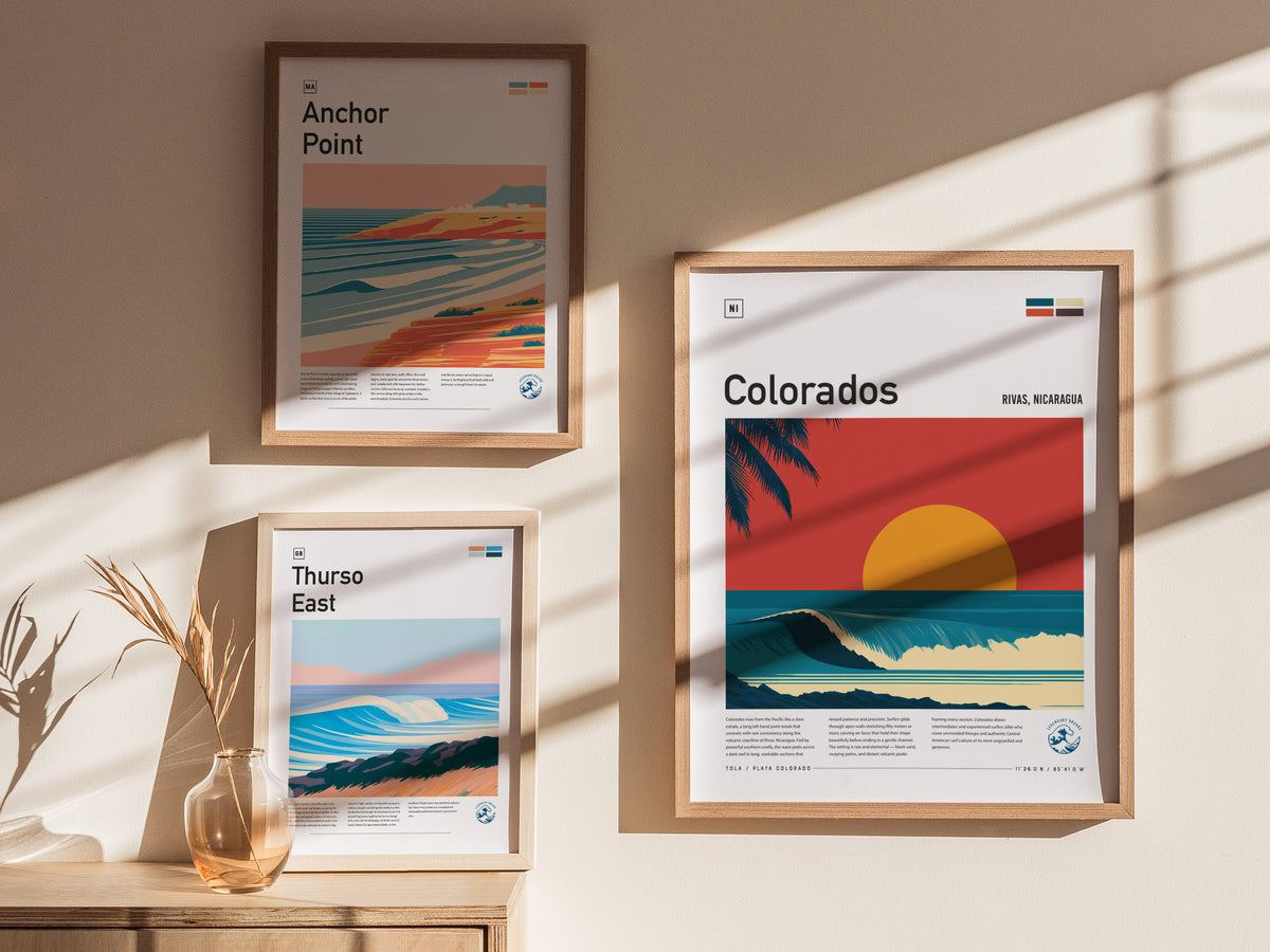 Colorados, Rivas, Nicaragua Poster | Tropical Surf Wall Art — styled in a modern interior