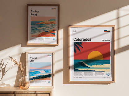Colorados, Rivas, Nicaragua Poster | Tropical Surf Wall Art — styled in a modern interior