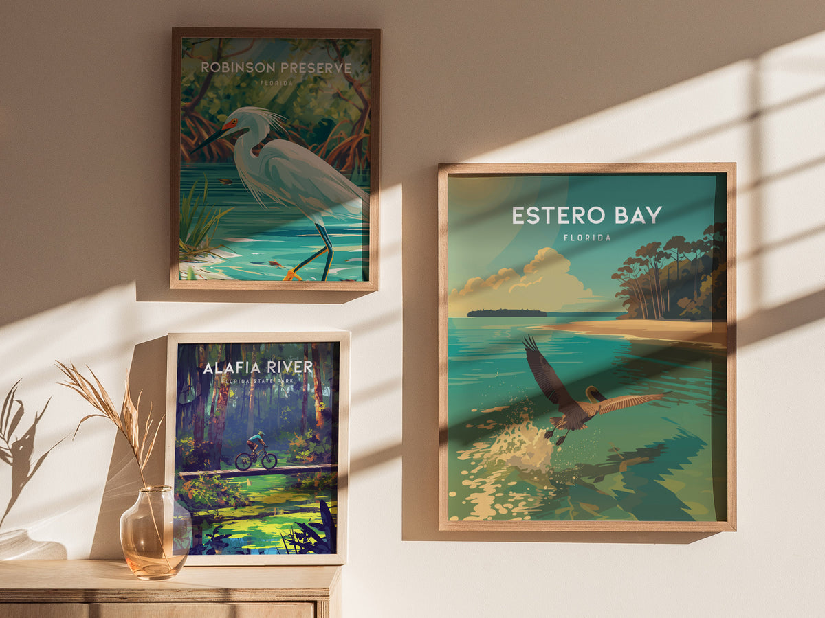 Estero Bay, Florida Poster | Mangroves & Gulf Coast Art Wall Art — styled in a modern interior