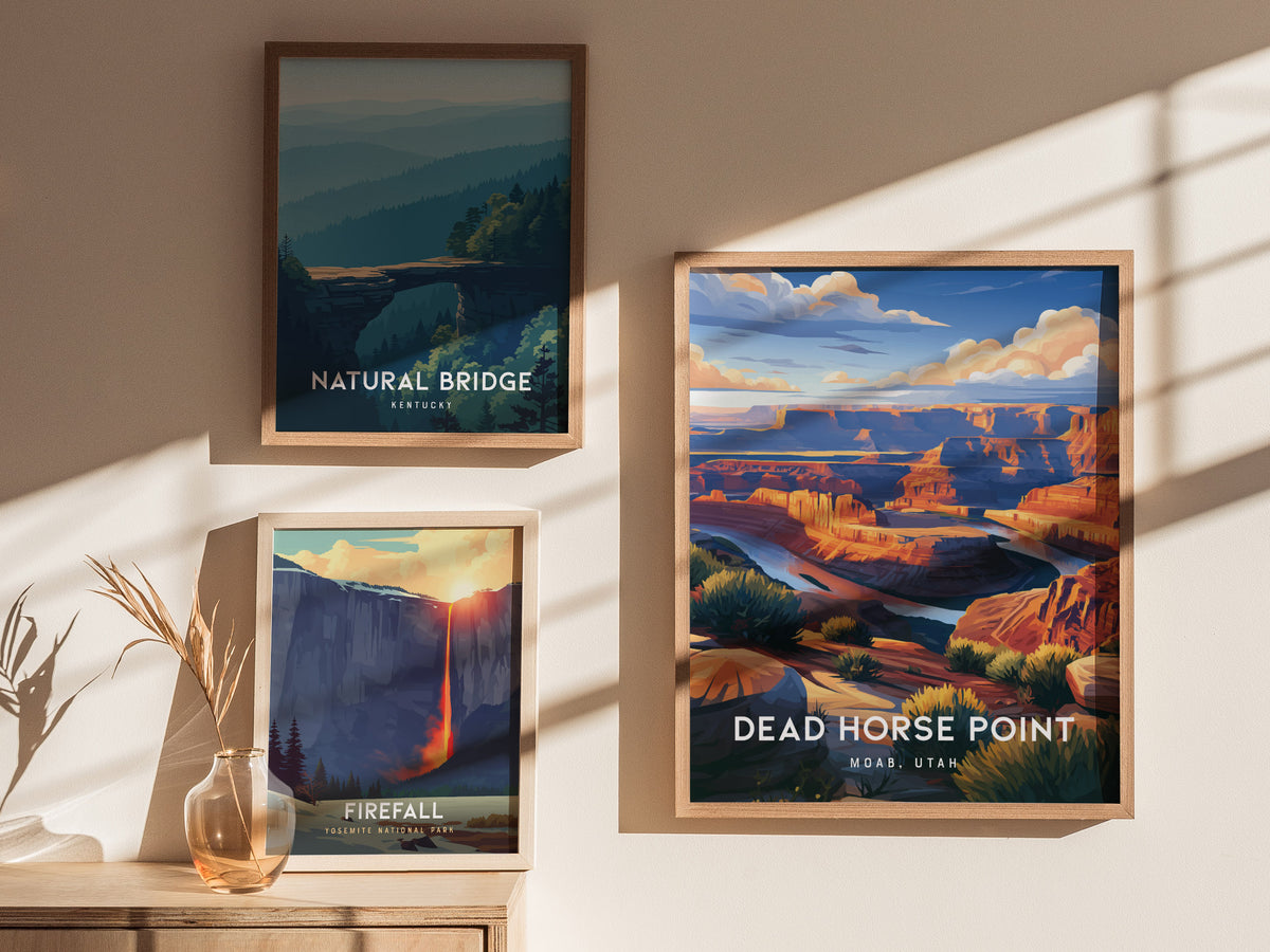 Dead Horse Point, Moab, Utah Poster | Canyon Overlook Destination Print Wall Art — styled in a modern interior