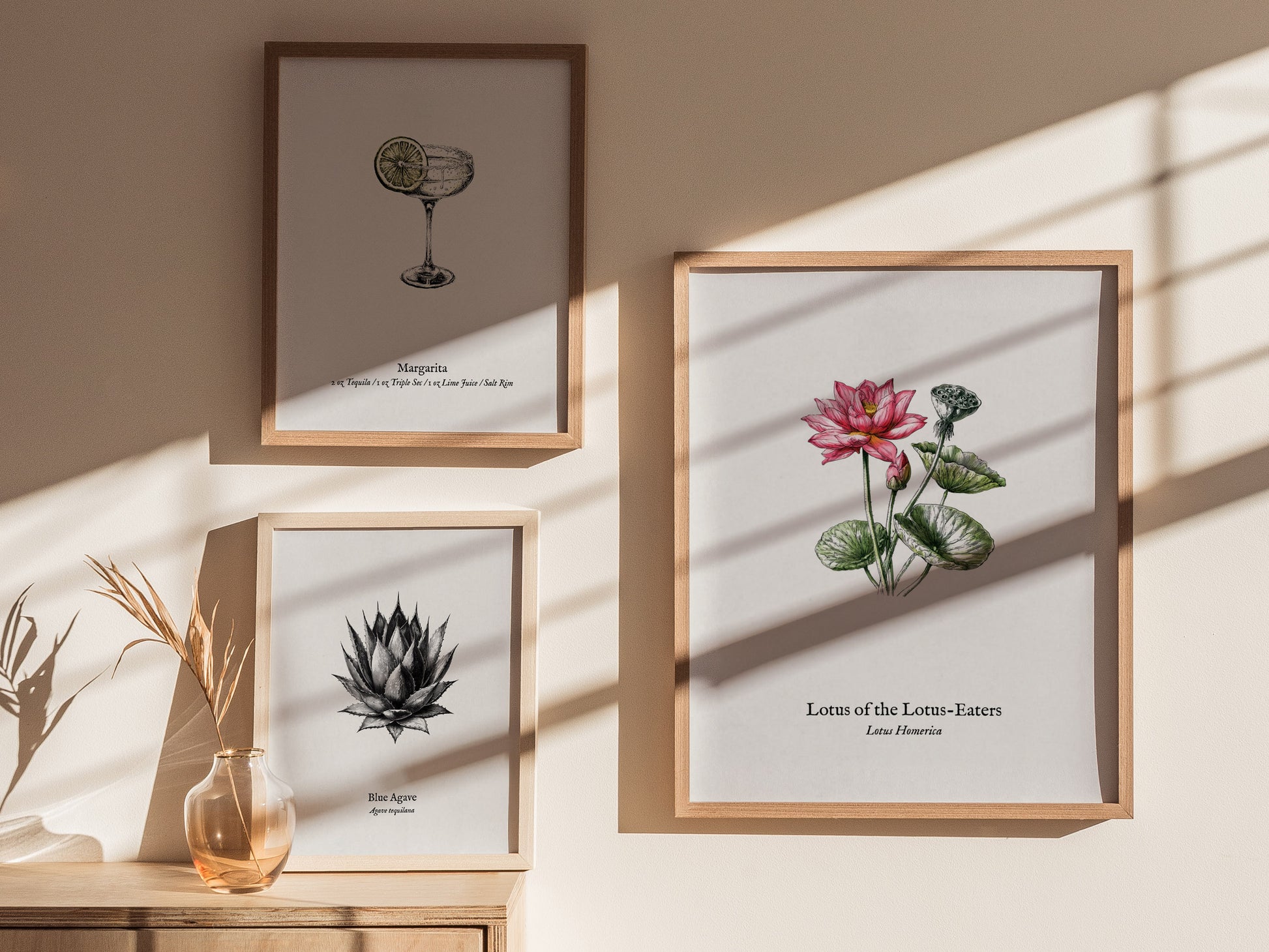 Lotus of the Lotus-Eaters Poster | Vintage Lotus Homerica Scientific Illustration Wall Art — styled in a modern interior