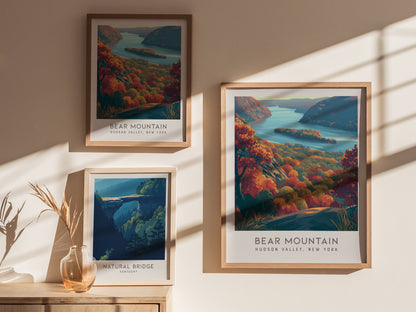 Bear Mountain Matte Border Poster | Hudson Valley, New York Destination Print — styled in a modern interior