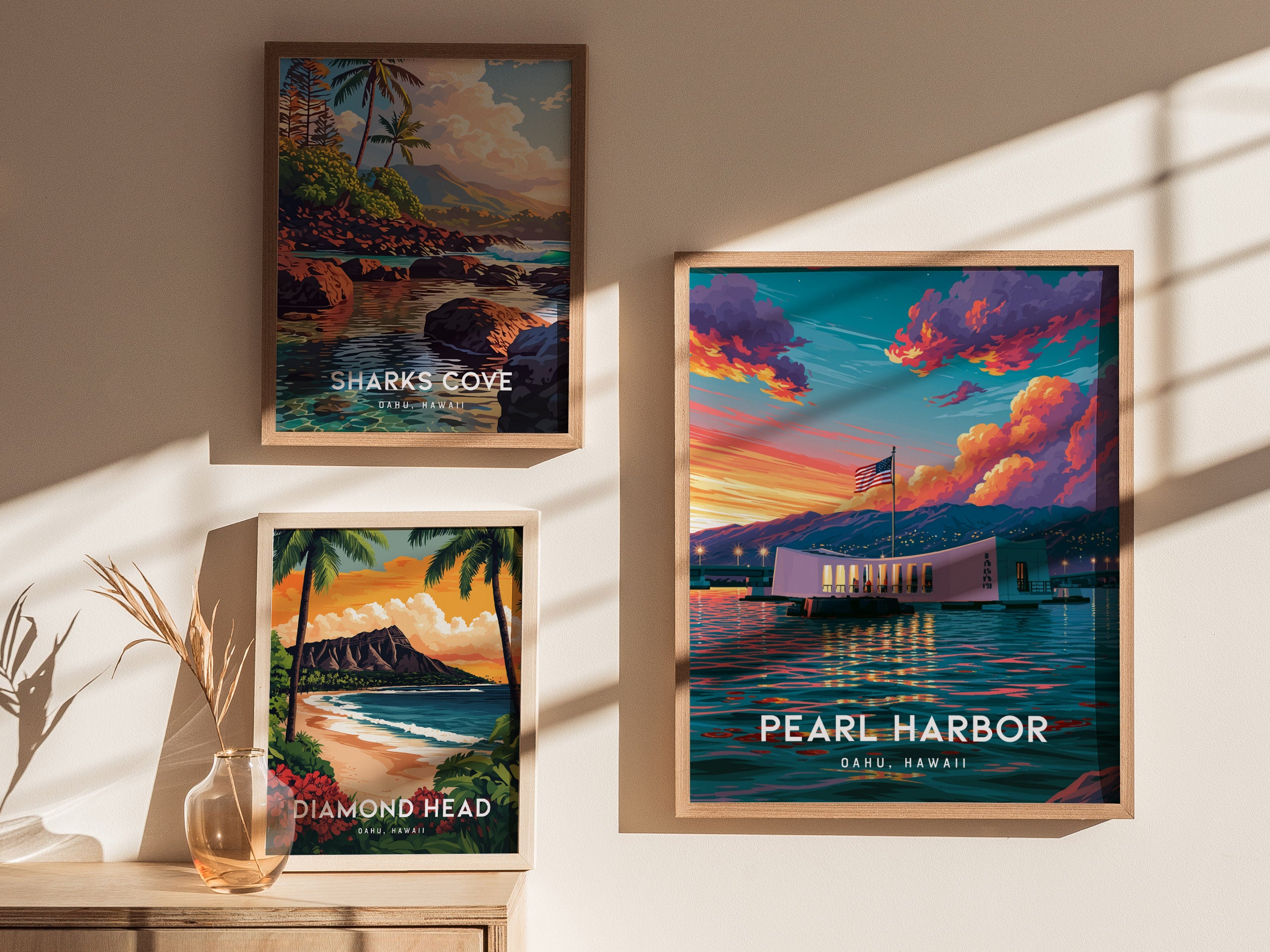 Pearl Harbor, Oahu Poster | Historic Harbor & Memorial Wall Art