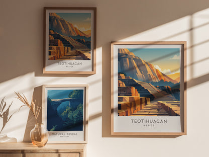 Teotihuacán Matte Border Poster | Mexico Travel Wall Art — styled in a modern interior