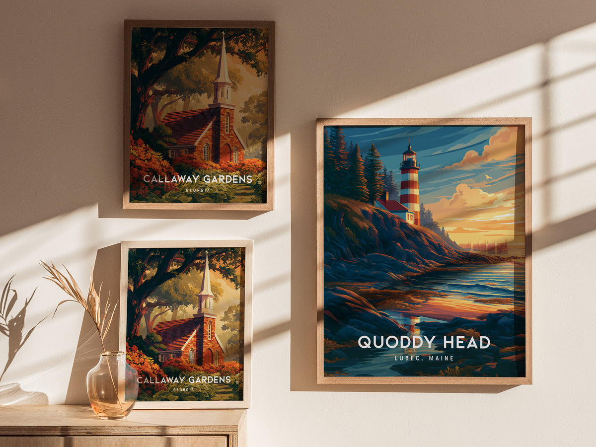 Quoddy Head, Lubec, Maine Poster | Easternmost Lighthouse Travel Wall Art — styled in a modern interior