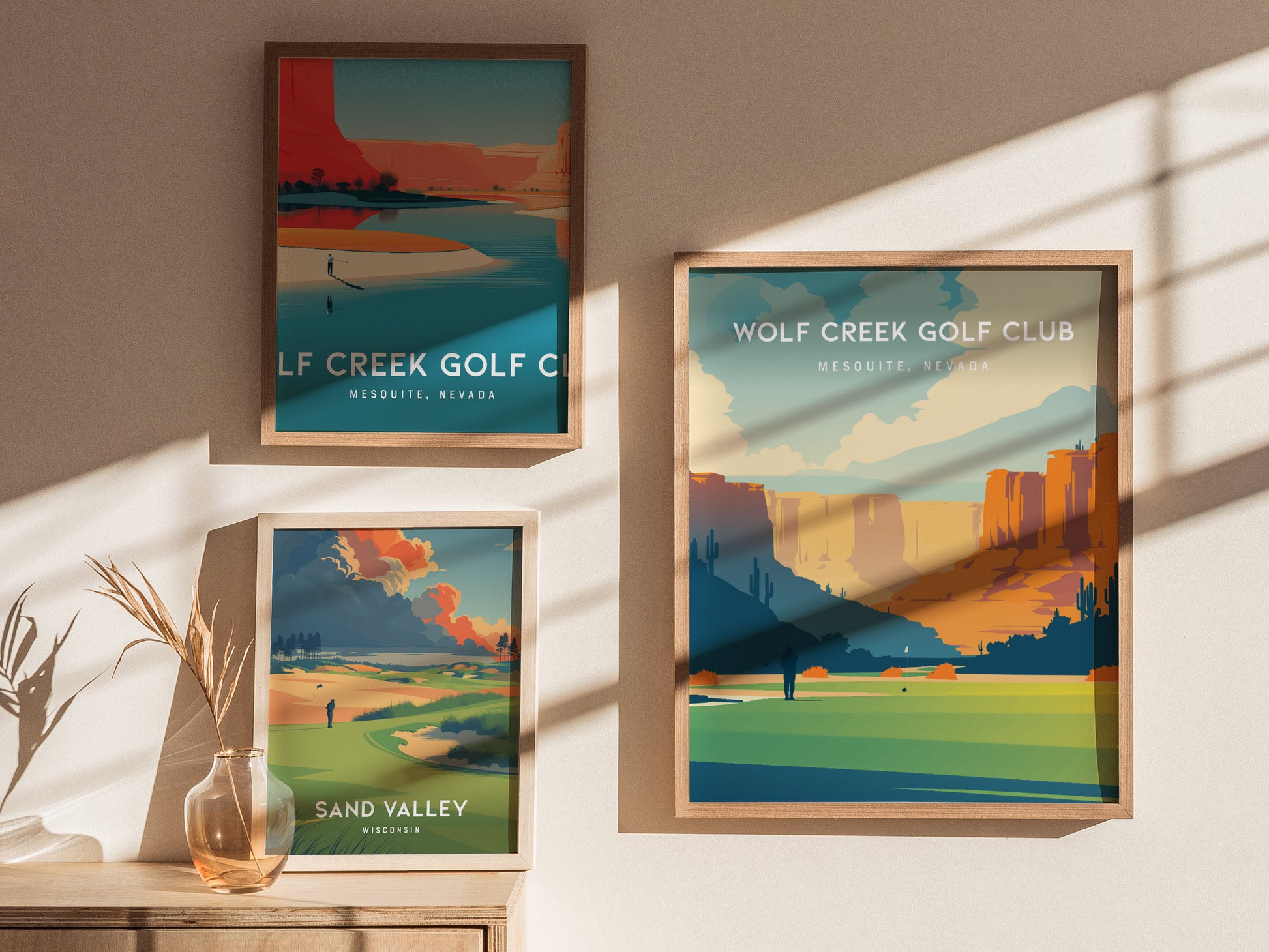 Wolf Creek Golf Club, Mesquite, Nevada Poster | Desert Canyon Links Golfer Gift Wall Art — styled in a modern interior