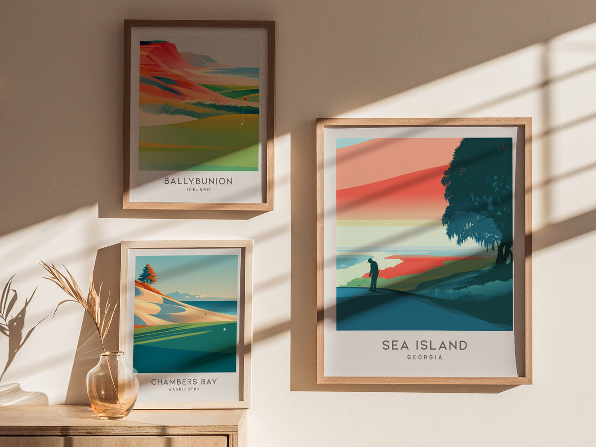 Sea Island Matte Border Poster | Georgia Golf Course Print & Country Club Decor — styled in a modern interior