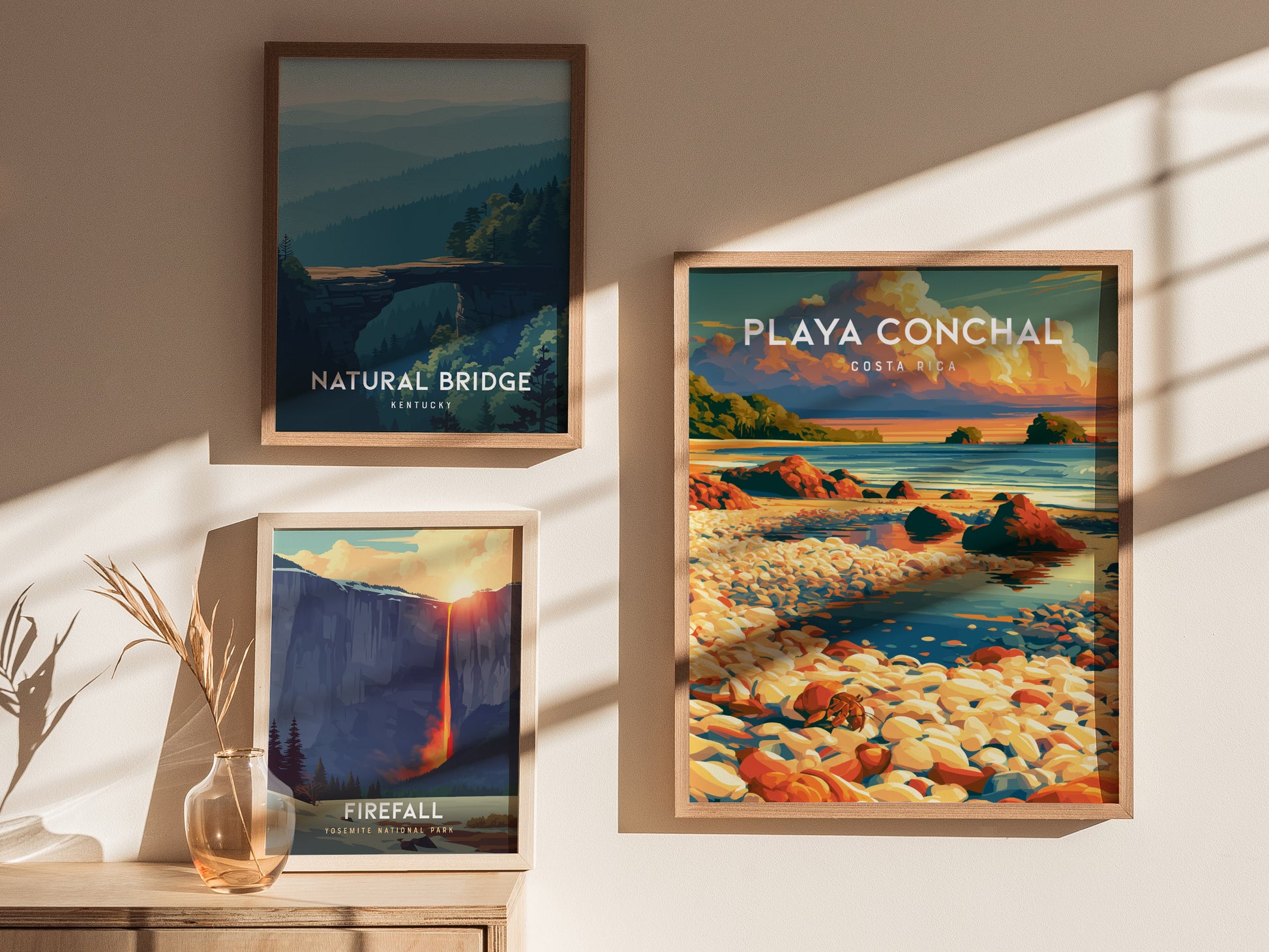 Playa Conchal, Costa Rica Poster | Tropical Beach Print Coastal Wall Art — styled in a modern interior