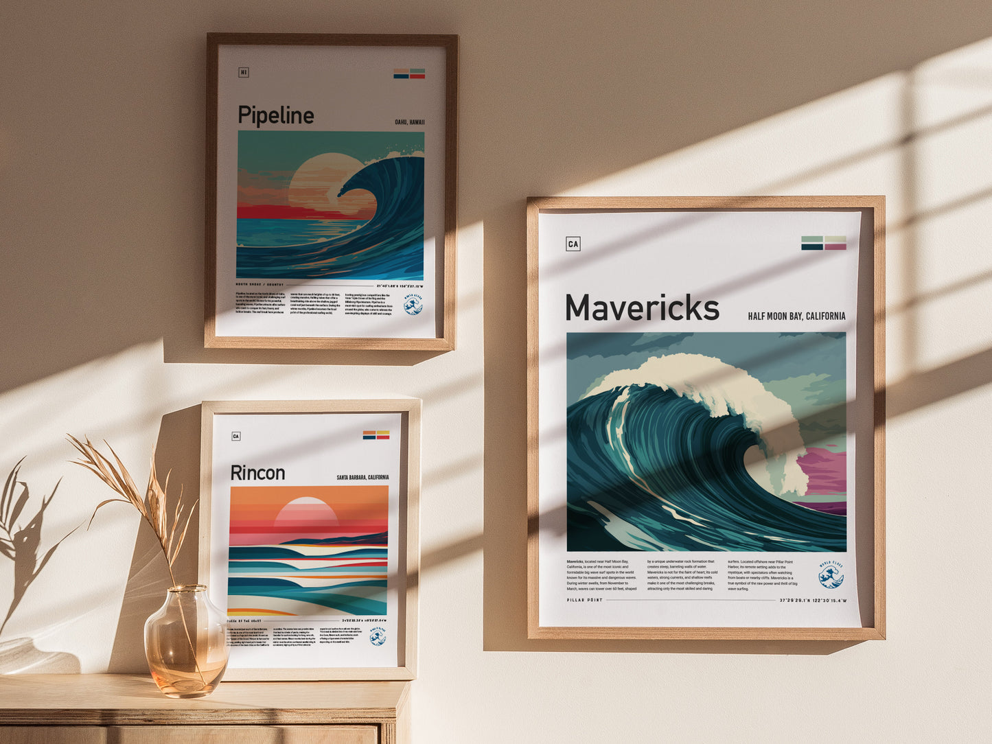 Mavericks Surf Poster | Half Moon Bay California Big Wave Wall Art