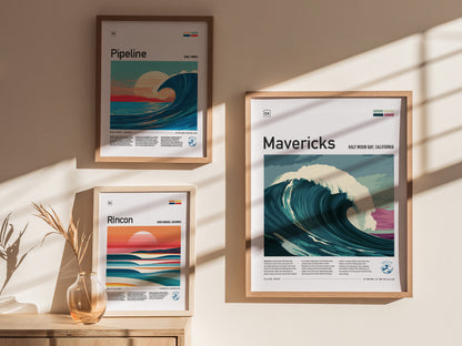 Mavericks Surf Poster | Half Moon Bay California Big Wave Wall Art