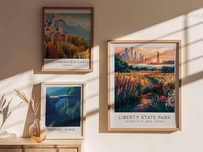 Liberty State Park Matte Border Poster | Jersey City, New Jersey Destination Print — styled in a modern interior