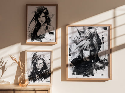 Cloud Final Fantasy VII Poster | Video Game Character Wall Art | Framed or Unframed